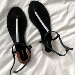 RUDSAK Black Leather Thong Sandals
